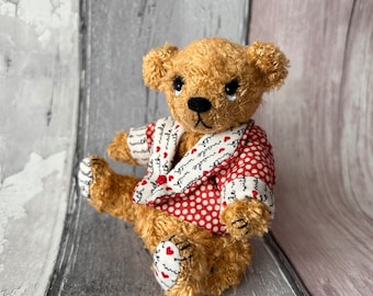 Handmade Mohair Artist Bear, Collectible Teddy, Gold Fur