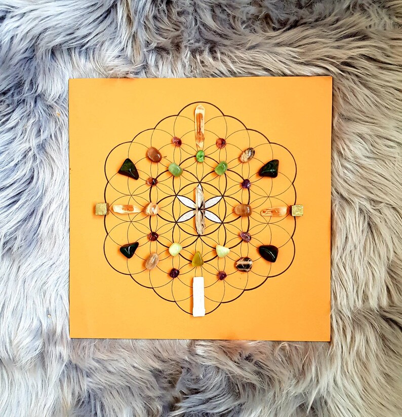 Framed Crystal Grid Divine Feminine Crystal Board Feminine Wisdom Fertility Grid Birthing Crystal Healing Handmade Art Meditation - 
