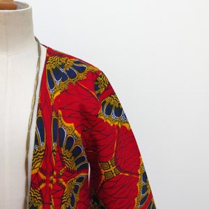 Umbrellas African print red kimono jacket, slowfashion ethnic & ethic image 4