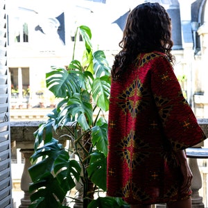 Umbrellas African print red kimono jacket, slowfashion ethnic & ethic image 2