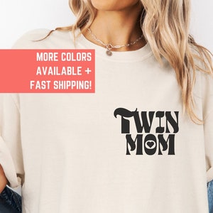 Comfort Colors Twin Mom Shirt, Mothers Day Gift Twin Pregnancy Shirt Expecting Mom Gift Twin Baby Shower Gift for Expecting Mom Boho Trendy