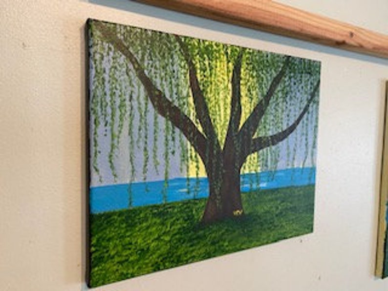 Weeping Willow Tree Acrylic Painting 11x14 Etsy