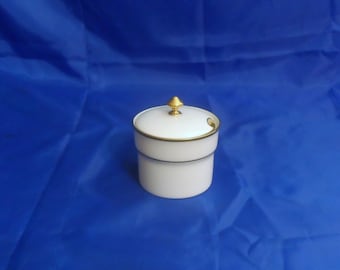 Antique Tiffany and Co by Lenox Jam Jelly Mustard Jar White With Gold Trim and Line Lenox Green Wreath Circa 1906 - 1930