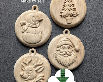 Classic Christmas Tree Decoration CNC Files – Santa, Snowman, Tree, Reindeer – 3D Relief Ornaments – Vectric VCarve, Aspire & STL – Digital