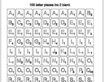 Scrabble Style Letters Full Set, Vectors, DIGITAL FILES ONLY  in pdf, svg, dxf