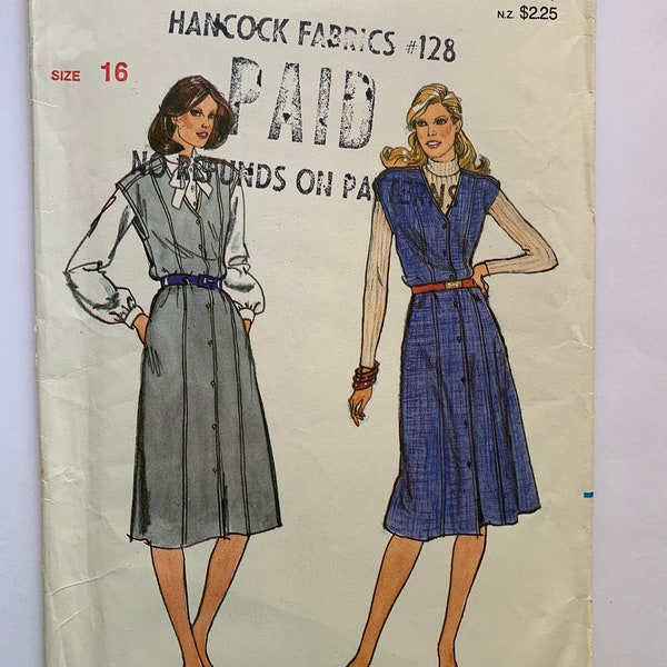 Butterick 3934 Vintage Sewing Pattern Misses' Jumper Dress Size 16 Uncut Factory Fold