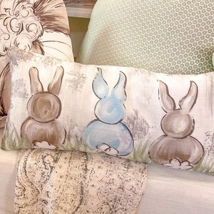 3 Little Bunnies Pillow Easter Pillow Easter Decor 741 image 2