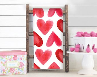 Valentines Geschirrtuch ||   Aquarell Herzen Küchentuch ||  Küchentuch Kunst - 168