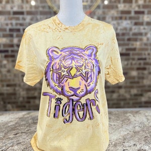 Gold Foil Tiger Tshirt || Preppy Tiger Shirt || Purple and Yellow Tiger Shirt || Gold Foil T-Shirt || Tigers Shirt