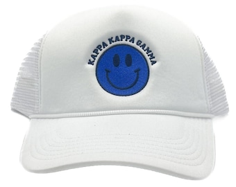 Kappa Kappa Gamma Hat  ||  KKG Hat ||  KKG Embroidered Smiley Hat  ||  Greek Hat  ||  Sorority Hat  ||  Bid Day Gift - 596