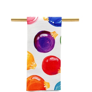 Colorful Christmas Ornaments Tea Towel || Ornaments Kitchen Towel || Christmas Decor || Christmas Kitchen - 285