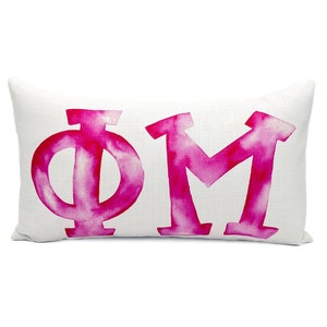 PHI MU Pillow || Watercolor Greek Letters || Greek Pillow - 087