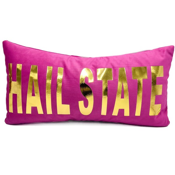 Fuchsia Velvet Gold Foil Hail State 12x24 Pillow || Personalized Gold Pillow || Mississippi State Pillow || Dorm Custom Pillow - 1458