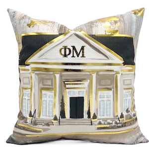Almohada dorada de la casa de la hermandad Phi Mu // Almohada de la casa Phi Mu // Estado de Mississippi - 259