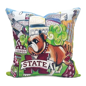 Mississippi State Pillow ||  MSU Collage Pillow || Bulldog Pillow ||  Bully Pillow - 160