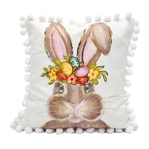 Easter Bunny Pillow || Gold Foil Bunny Pillow || Easter Decor - 744
