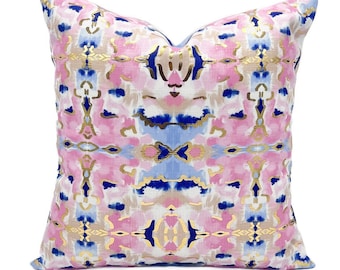 Peluche Oreiller Kaléidoscope Living - Rose Et Marron - 18x18 Pouces - Satin