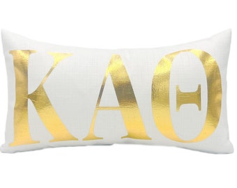 Gold Foil Kappa Alpha Theta Lumbar Pillow || Sorority Pillow || Bid Day Gift  || Greek Pillow