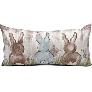 3 Little Bunnies Pillow Easter Pillow Easter Decor 741 image 1