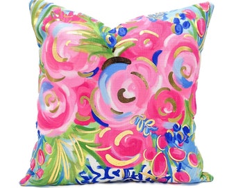 Gold Foil Jewel Chinoiserie Blooms || Floral Pillow || Abstract Flower Pillow - 1256