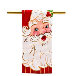 Pretty in Red Santa Kitchen Towel || Christmas Tea Towel || Christmas Kitchen - 964