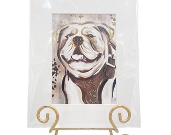 Gold Foil Neutral Bulldog Art Print || Mississippi State Bully Matted Print - 204