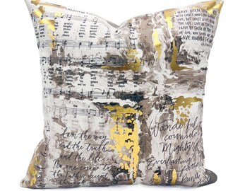 Gold Foil Cross Pillow  ||  Scripture Cross Pillow  ||  Hymn Cross Pillow