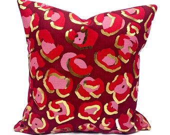 Gold Foil Red Leopard Pillow || Gold Foil Pillow || Leopard Gold Foil Pillow || Leopard Pillow - 1094