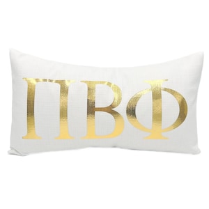Gold Foil Pi Beta Phi Lumbar Pillow || Sorority Pillow || Bid Day Gift || PBP || Greek Pillow -232