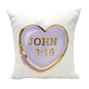 Gold Foil Light Purple Conversation Heart Pillow || Valentines Pillow || Heart Pillow || Valentines Decor - 1090