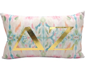 Goldfolie Delta Zeta Samt Kaleidoskop Kissen || Schwesternschaft Kissen || Bid Day Geschenk || DZ || Griechisches Kissen - 1213