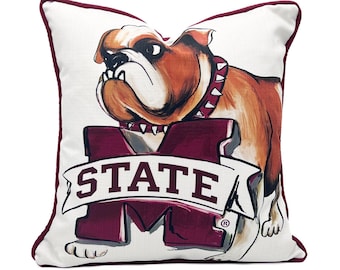 Mississippi State Bulldog Pillow || Bully Pillow || MSU Pillow - 375