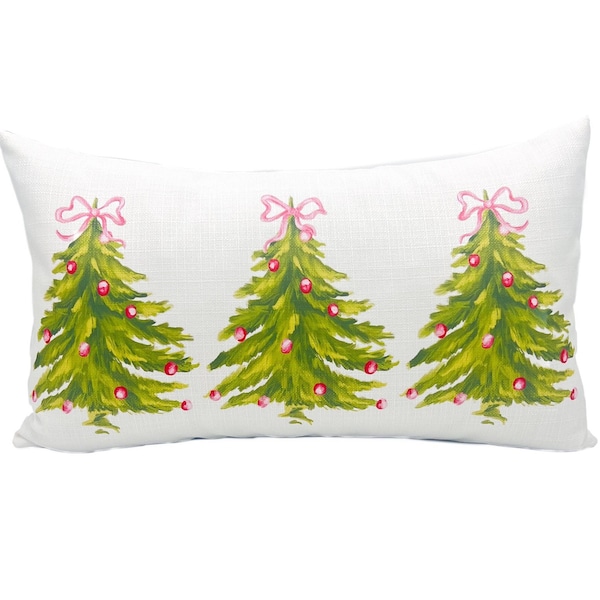 Cojín de Navidad con lazo rosa // Cojín navideño // Decoración navideña - 1246