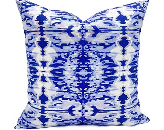 Holographic Foil Blue Kaleidoscope Pillow || Royal Blue Foil Throw Pillow