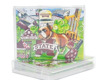 Mississippi State Collage Box Of 10 Folded Notes || MSU Note Cards - 160