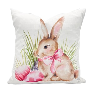 Easter Pillow  ||  Bunny and Eggs Pillow  ||  Decorative Seasonal Pillow - 187