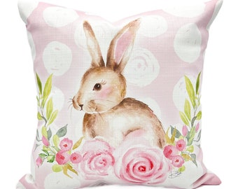 Pink Bunny Pillow || Baby Girl Bunny Pillow ||  Baby Girl Nursery Pillow - 016