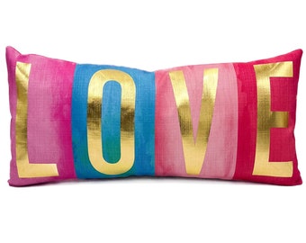 LOVE Pillow || Valentines Pillow || Turquoise Accent Valentines Decor - 541