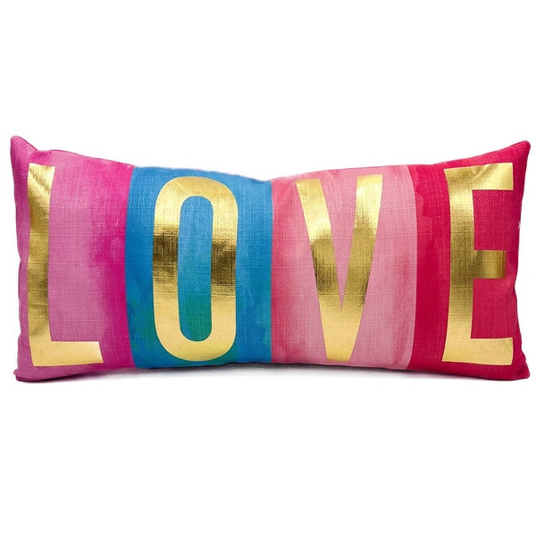 LOVE Pillow || Valentines Pillow || Turquoise Accent Valentines Decor - 541