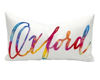 Oxford Pillow || Custom City Pillow || Watercolor Oxford - 084