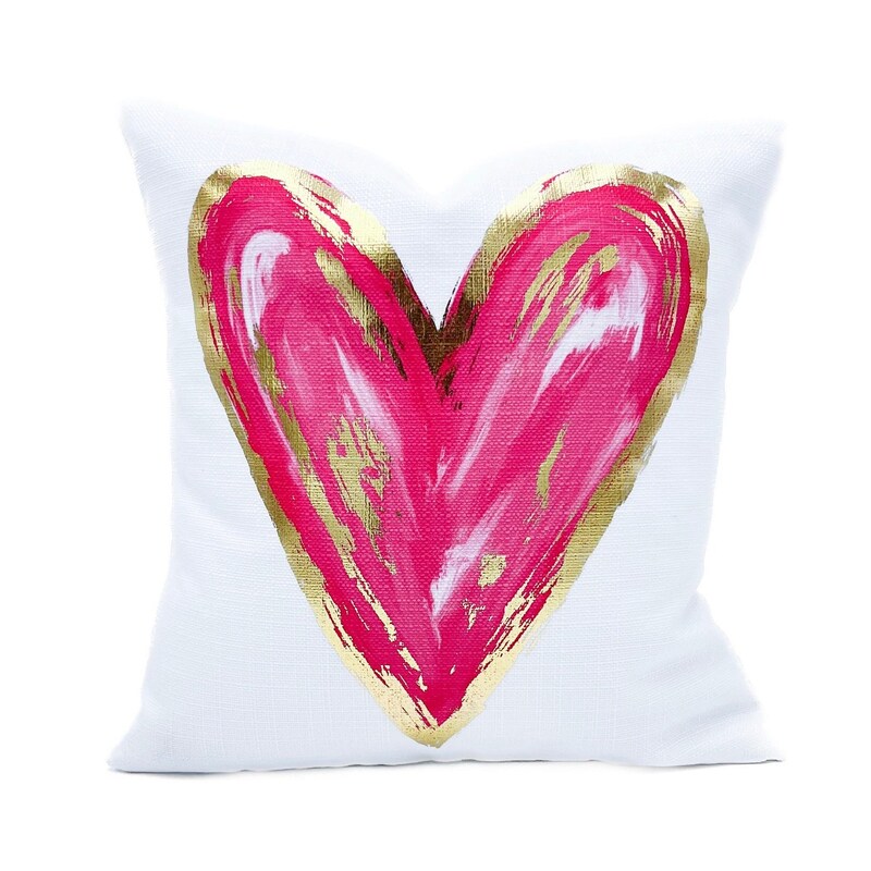 Watercolor Heart Pink Premium Pillow