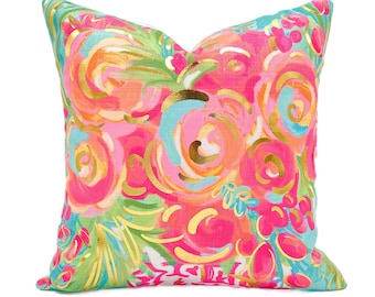 Gold Foil Tropical Chinoiserie Blooms || Floral Pillow || Abstract Flower Pillow - 1263