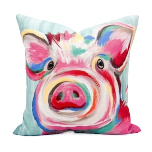 Colorful Pig Pillow || Farm Animals Pillow - 697