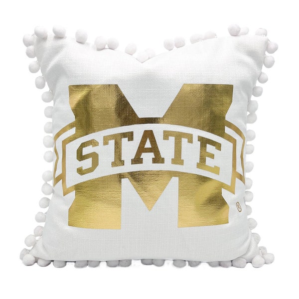 Gold Foil Mississippi State Logo Pillow || MSU Pillow || Mississippi State Pillow - 383