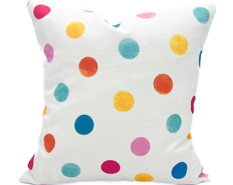 Polka Dot Pillow || Colorful Dot Pillow || Watercolor Polkadots || Summer Pillow - 371