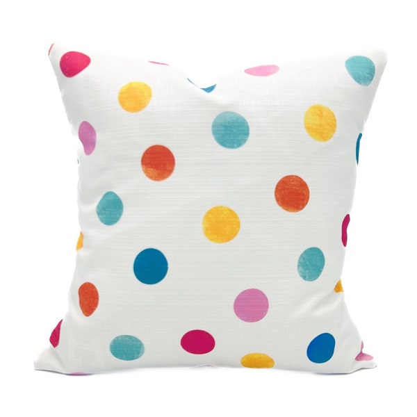 Polka Dot Pillow || Colorful Dot Pillow || Watercolor Polkadots || Summer Pillow - 371