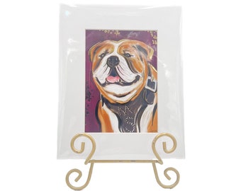 Gold Foil MSU Bulldog Art Print || Mississippi State Bully Matted Print - 937