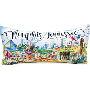 Memphis Tennessee Pillow || Memphis, TN Pillow || Memphis Art || Memphis Watercolor Pillow - 078