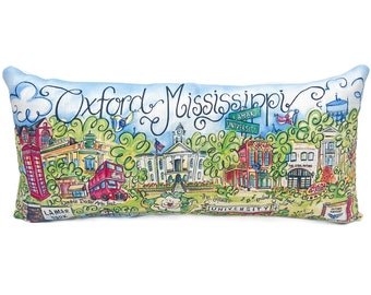 Oxford, Mississippi Pillow || Oxford Watercolor Pillow || Oxford, MS Pillow || Oxford Art - 080