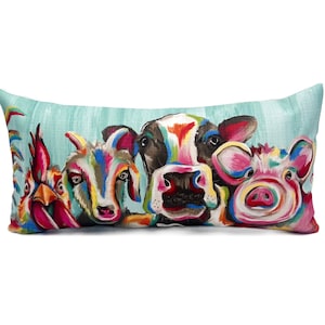 Farm Animals Pillow || Farm Friends || Colorful Farm Animals Art - 498